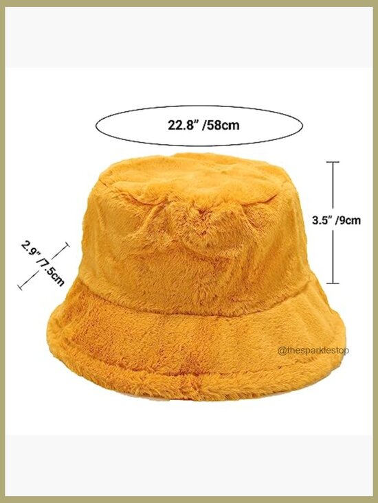 Faux Fur Bucket Hat, Winter Warm Fluffy Hat, One Size Fits Most